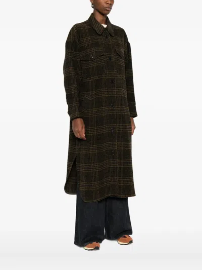 Isabel Marant Étoile Gislene Plaid Collared Coat With Chest Pockets In Multi