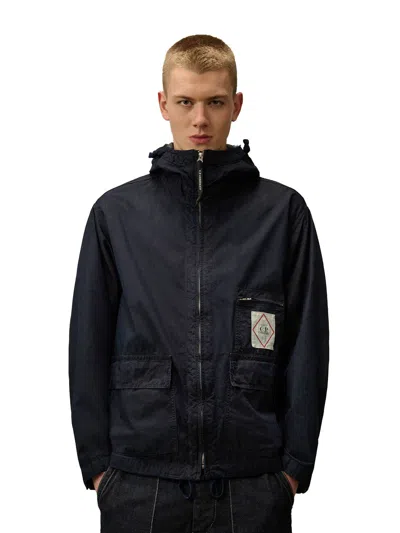 C.p. Company Goggle 50 Yarns Jacket With Hood In Black