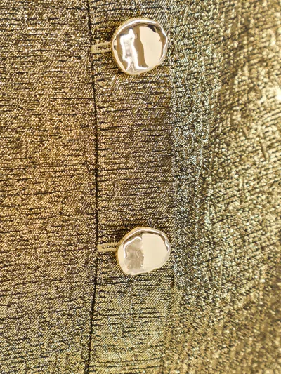 Self-portrait Gold Metallic Fabric Top In Brown