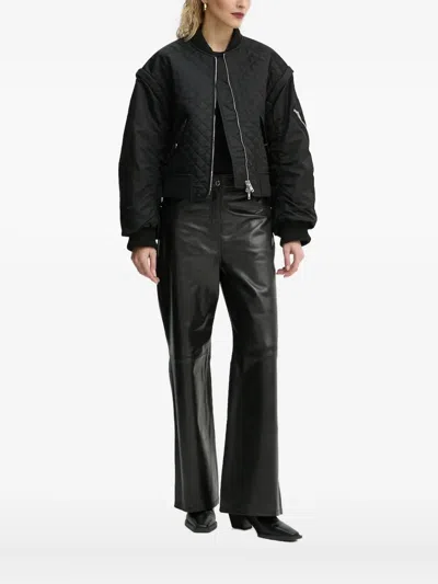 Stand Studio Diamond-quilted Bomber Jacket In Black