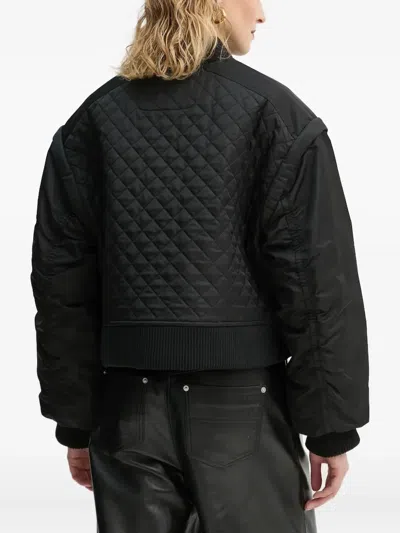 Stand Studio Diamond-quilted Bomber Jacket In Black