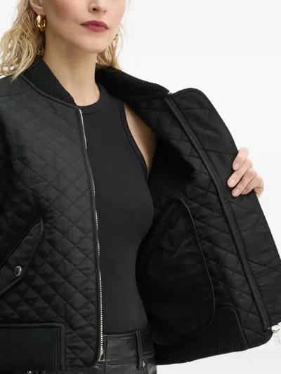 Stand Studio Diamond-quilted Bomber Jacket In Black
