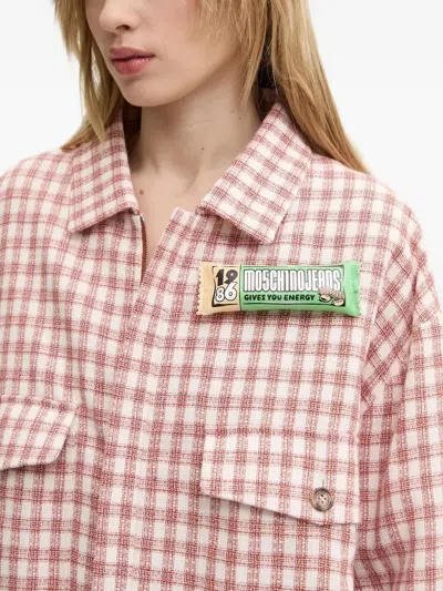 Moschino Gingham-check Flap-pocket Jacket In Red