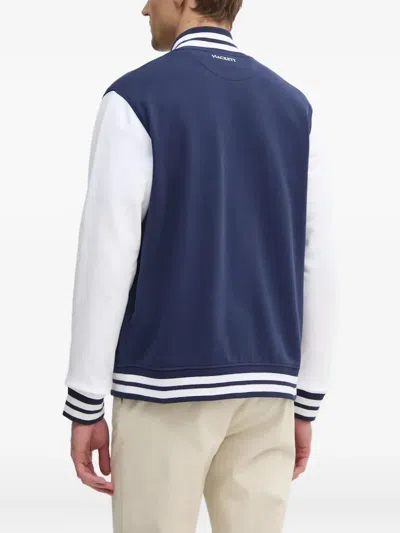 Hackett Logo-patch Bomber Jacket In Blue
