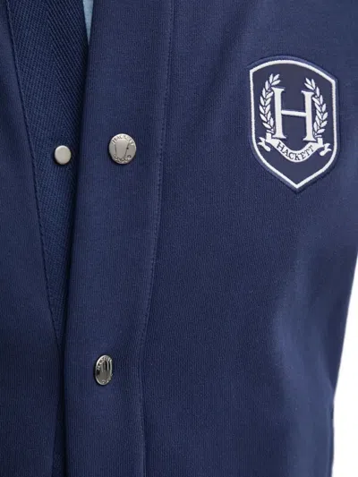 Hackett Logo-patch Bomber Jacket In Blue