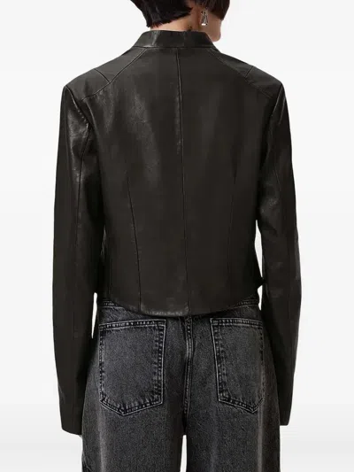 Allsaints Zip-front Leather Jacket In Black
