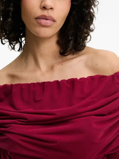 Never Fully Dressed Draped Off-shoulder Top In Red