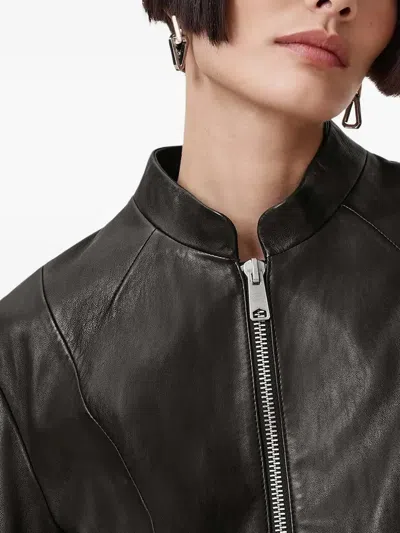 Allsaints Zip-front Leather Jacket In Black