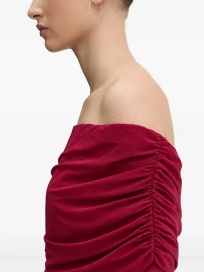 Never Fully Dressed Draped Off-shoulder Top In Red