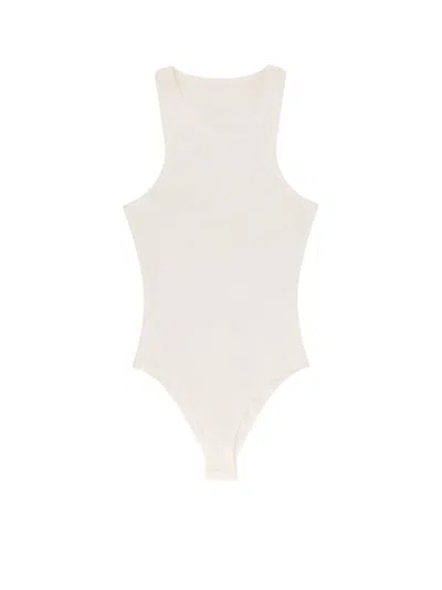 Alaïa Halter Cotton And Viscose Bodysuit In White