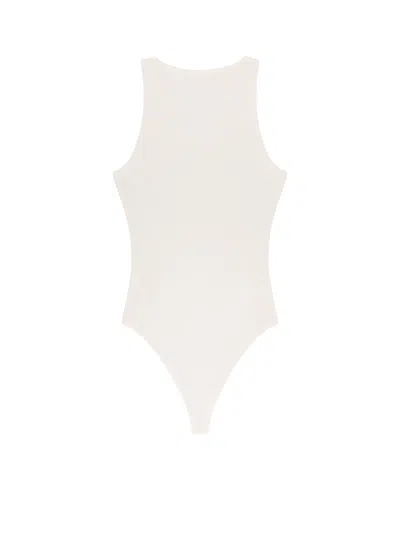 Alaïa Halter Cotton And Viscose Bodysuit In White