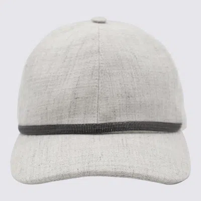 Brunello Cucinelli Curved Brim Panelled Textured Top Button Hat
