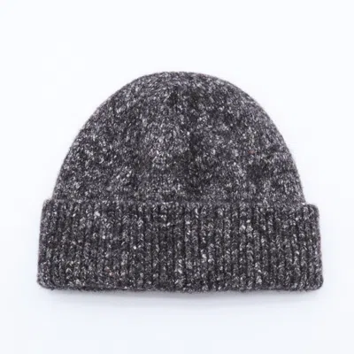 Brunello Cucinelli Folded Brim Speckled Knit Ribbed Cuff Hat