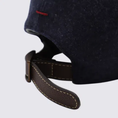 Brunello Cucinelli Men Virgin Wool Flannel Baseball Cap With Embroidery