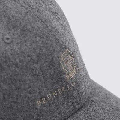 Brunello Cucinelli Virgin Wool Baseball Hat In Gray
