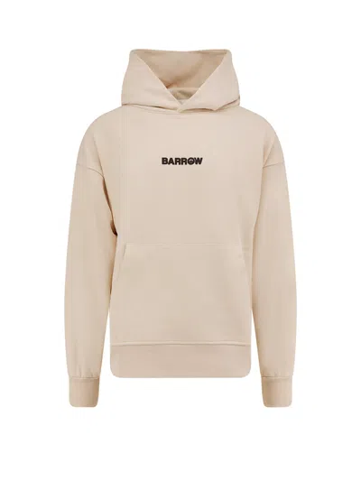 Barrow Hooded Cotton Sweatshirt Back Print In White