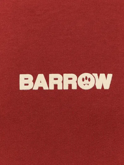 Barrow Cotton Sweatshirt With Hood And Graphic Back In Burgundy