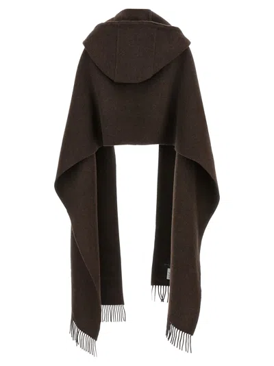Brunello Cucinelli Hooded Scarf Scarves And Foulards Brown In Brown