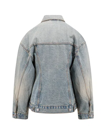 Balenciaga Light Blue Denim Hourglass Jacket In Blue