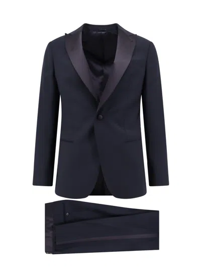 Giorgio Armani Icon Virgin Wool Tuxedo With Satin Profiles In Gray
