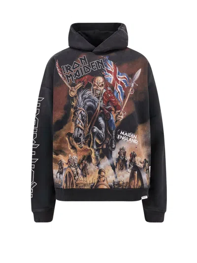 Represent Cotton Sweatshirt With Distressed Effect And Graphic Print In Black