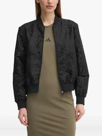 Ea7 Leopard-print Bomber Jacket In Black