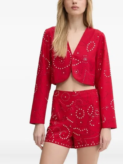 缀饰V领短款夹克