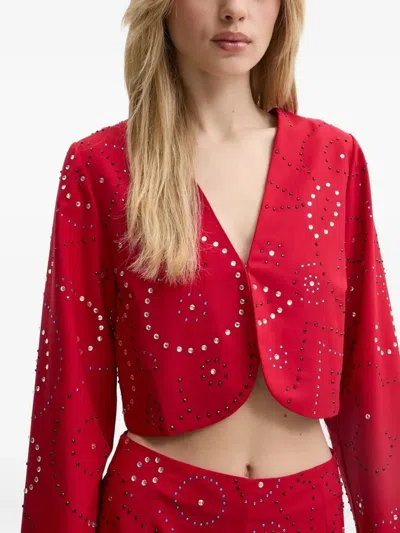 缀饰V领短款夹克