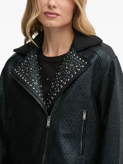 Dkny Stud-embellished Biker Jacket In Black