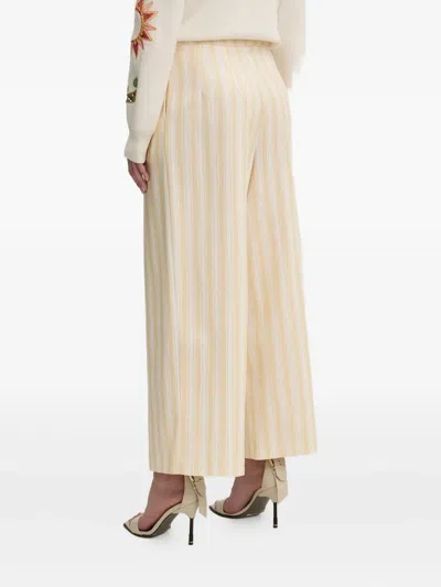 Never Fully Dressed Pleated Striped Trousers In Yellow