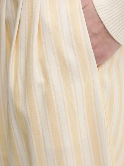 Never Fully Dressed Pleated Striped Trousers In Yellow