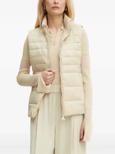 Patrizia Pepe Ribbed Zip-front Top In Neutral