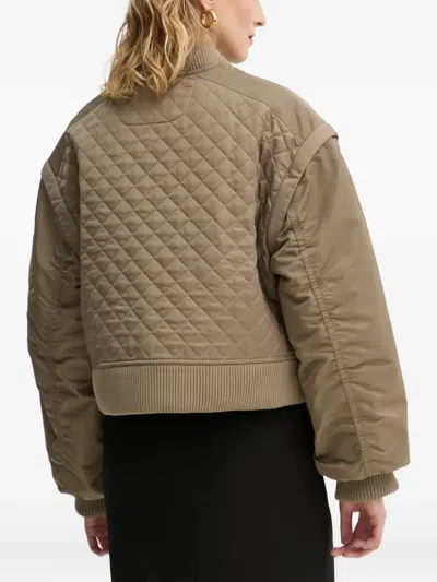 Stand Studio Quilted Bomber Jacket In Brown