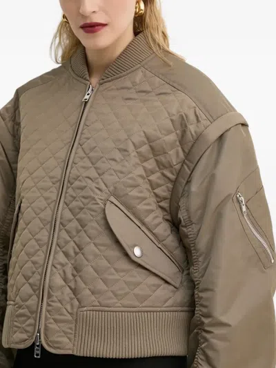 Stand Studio Quilted Bomber Jacket In Brown