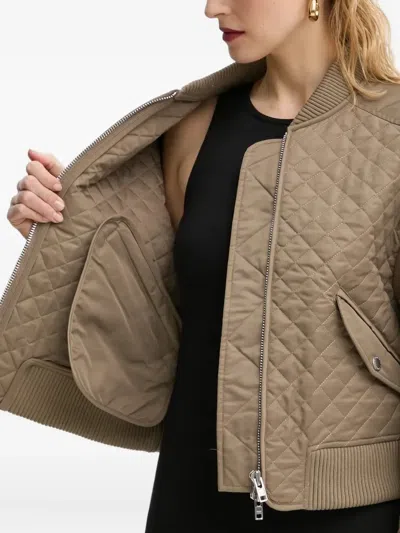 Stand Studio Quilted Bomber Jacket In Brown
