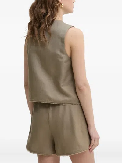 Ivy & Oak Button-front Fringed Vest In Brown