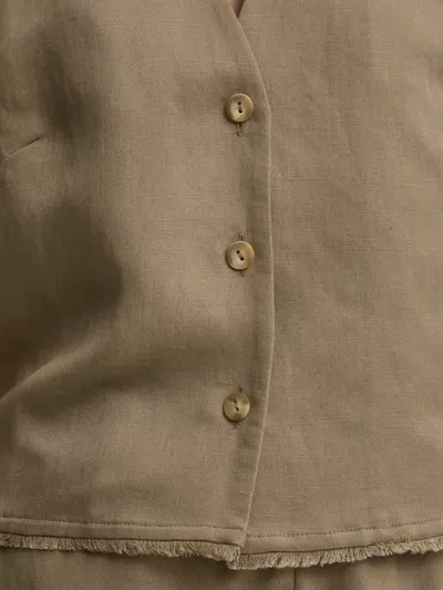 Ivy & Oak Button-front Fringed Vest In Brown