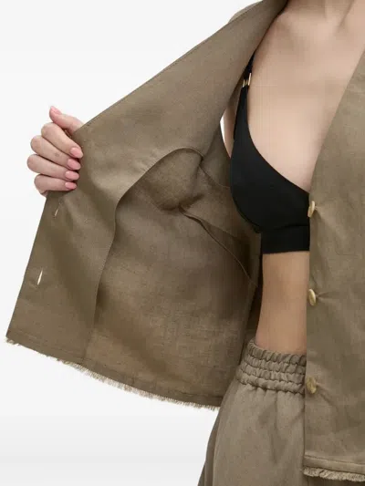 Ivy & Oak Button-front Fringed Vest In Brown