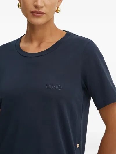 Liu •jo Logo-embroidered T-shirt In Blue
