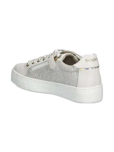 Patrizia Pepe Girl Glitter-finish Lace-up Sneakers In Neutral