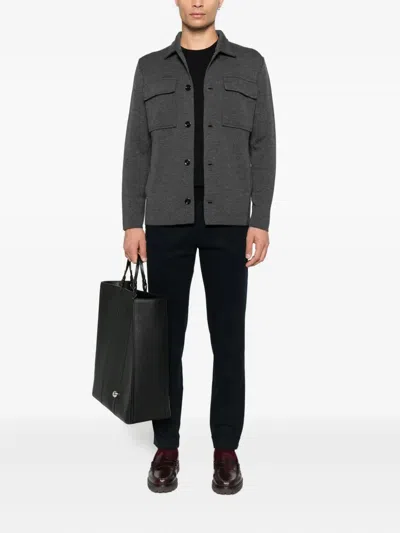 Lardini Buttoned Flap-pocket Shirt Jacket In Brown