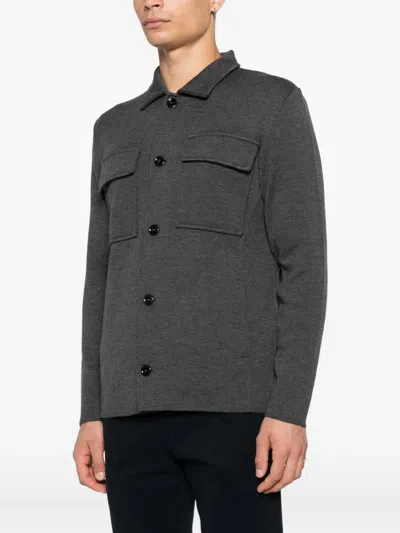 Lardini Buttoned Flap-pocket Shirt Jacket In Brown