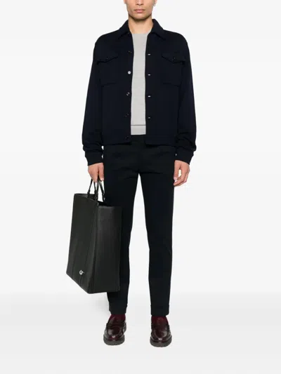 Lardini Button-up Knit Jacket With Chest Pockets In Black