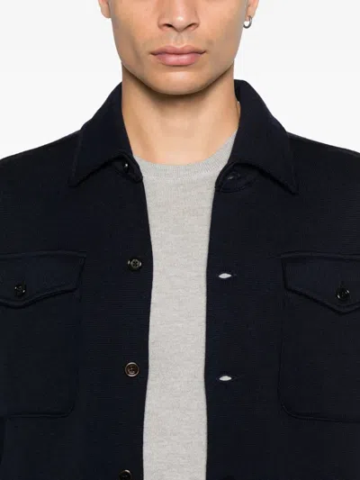 Lardini Button-up Knit Jacket With Chest Pockets In Black