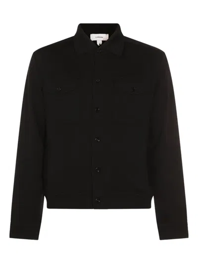 Lardini Textured Wool Knit Jacket With Button Fastening And Flap Pockets In Black
