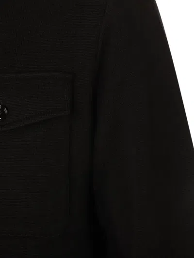 Lardini Textured Wool Knit Jacket With Button Fastening And Flap Pockets In Black