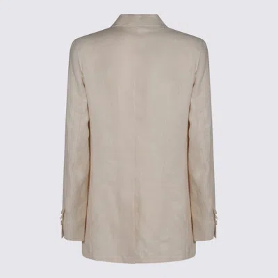 Montedoro White Linen Casual Jacket In White