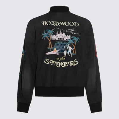 Amiri Bomber Jacket With Embroidered Design And Graphic Print In Black