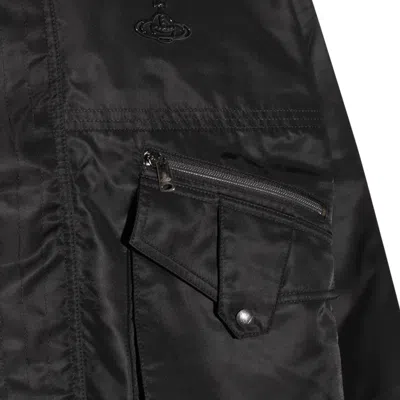 Vivienne Westwood Hooded Design Jacket With Elastic Hem And Multiple Pockets In Black