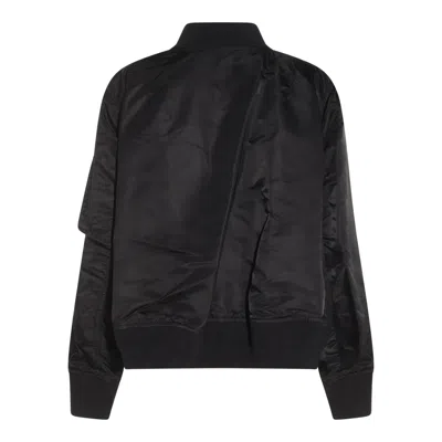 Sacai Womens Black Relaxed-fit Round-neck Shell Jacket In Gray